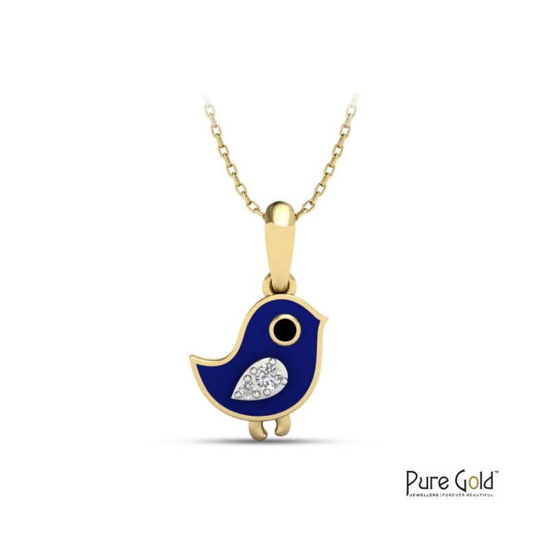 Sparkling Bluebird Pendant (18k and 0.02CTS)