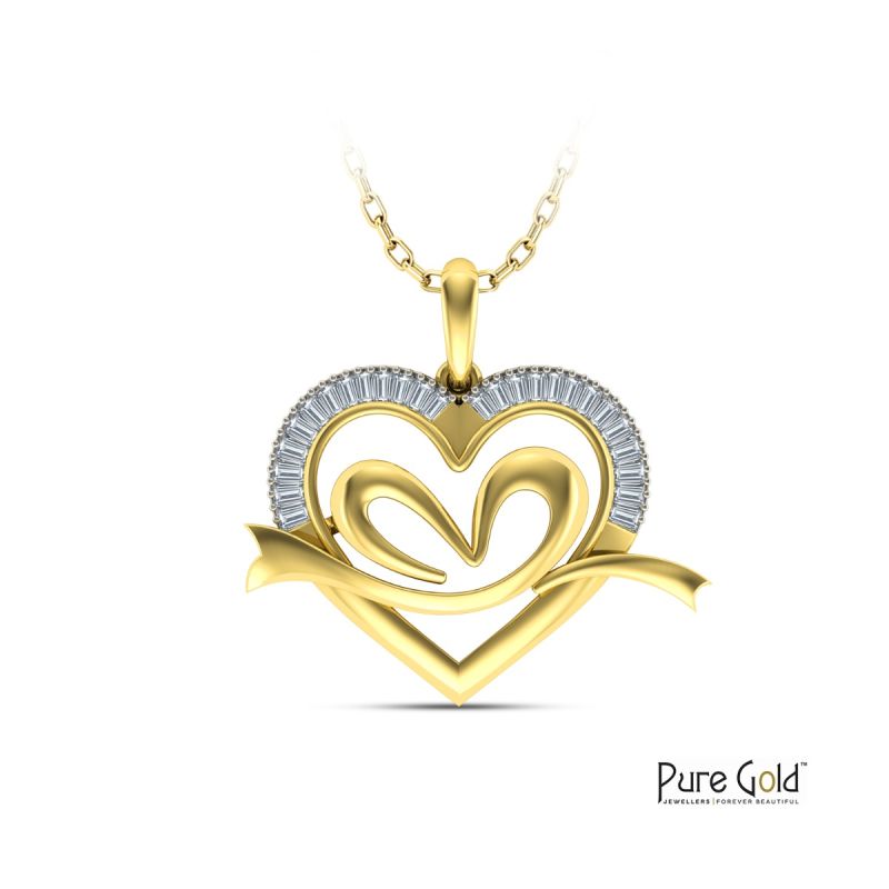 18K Gold Cupid’s Arrow Pendant (0.17 CTs and 18K Gold)