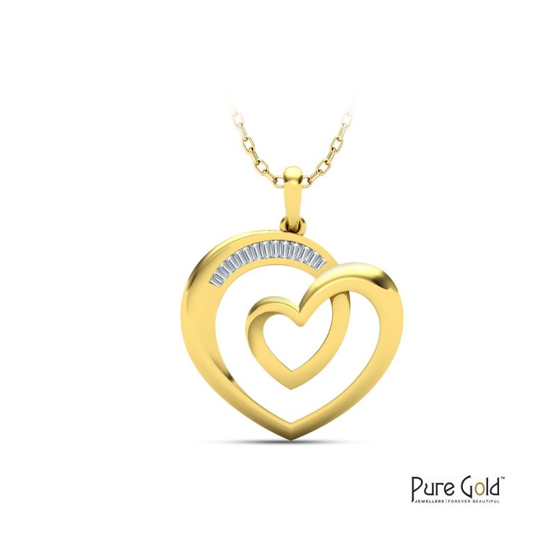 18K Gold Double Hearts of Love Pendant (0.08 CTs, 18K gold)