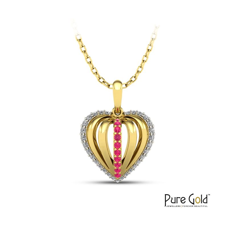 18K Gold Pink Promise Pendant with 0.15 CTS and 18K gold