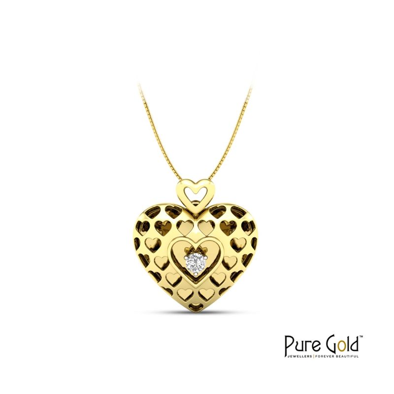 18k Gold Intertwined Hearts of Love Pendant (0.06CTs, 18K gold)