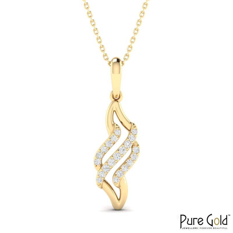 18 Karat Gold Harmony Twist Necklace with Diamonds with Chain