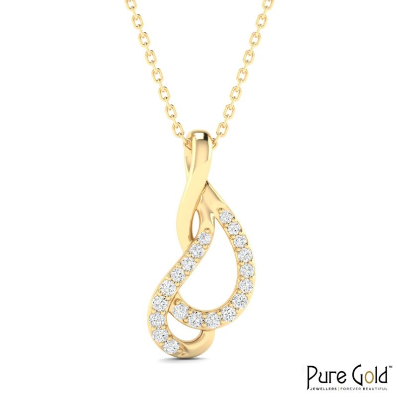 18 Karat Gold Majestic Droplets Necklace with Diamonds with Chain