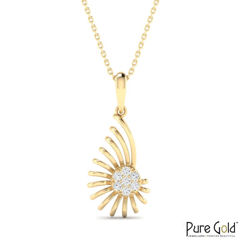 18 Karat Gold Luminous Flare Necklace with Diamonds with Chain 