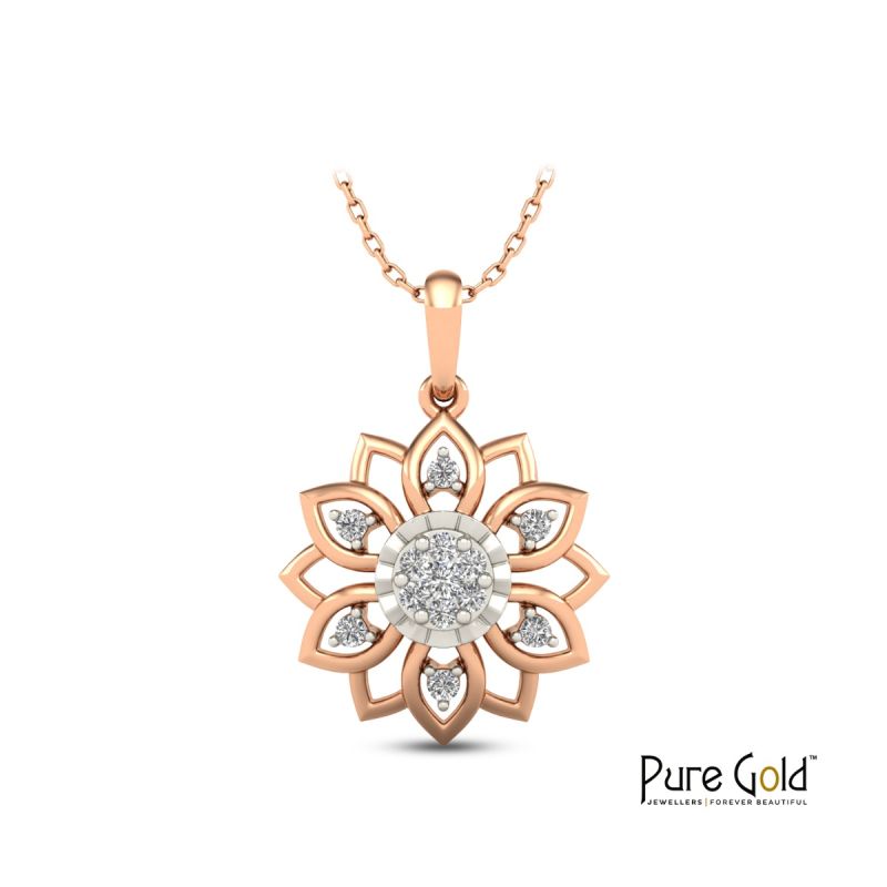 Radiant Lotus Blossom Pendant (18k and 0.14CTS)