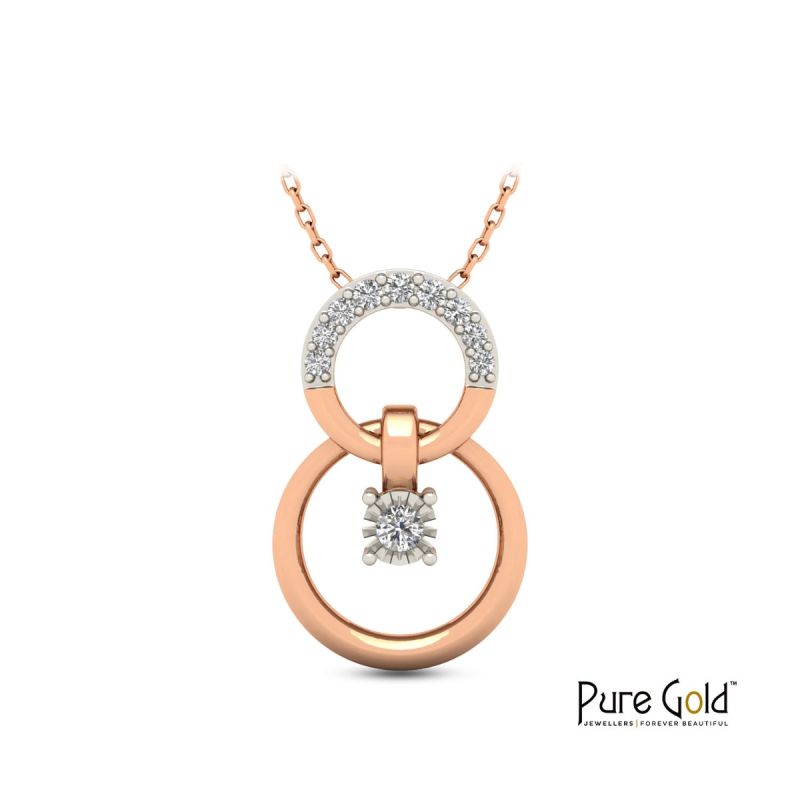 Interlinked Circle Pendant (18k and 0.12CTS)