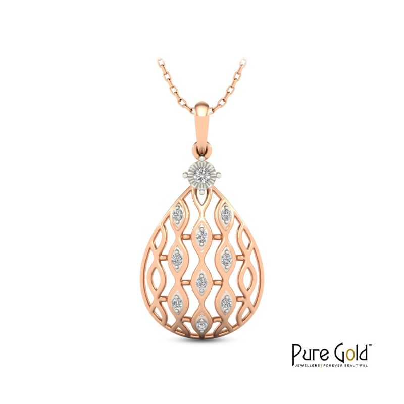 Pure Sparkle Wave Pendant (18k and 0.12 CTS)