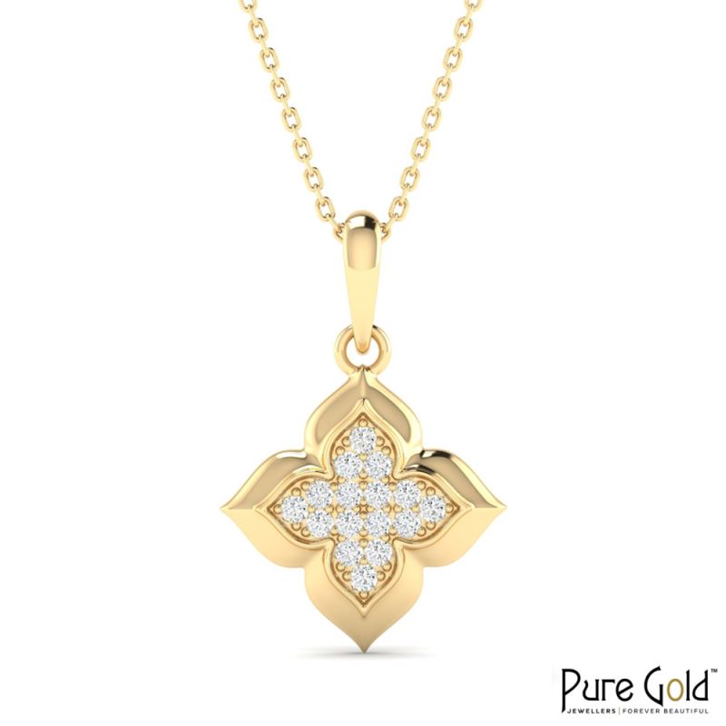 18 Karat Gold Silverleaf Diamond Pendant with Chain
