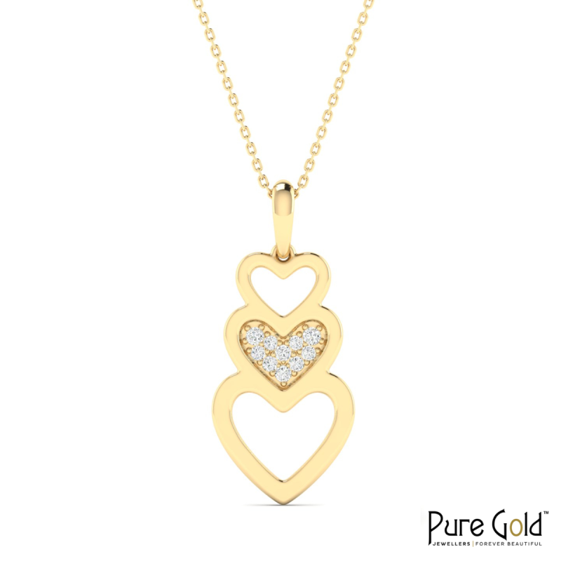 18K Gold Symphony of Hearts Pendant with Diamonds