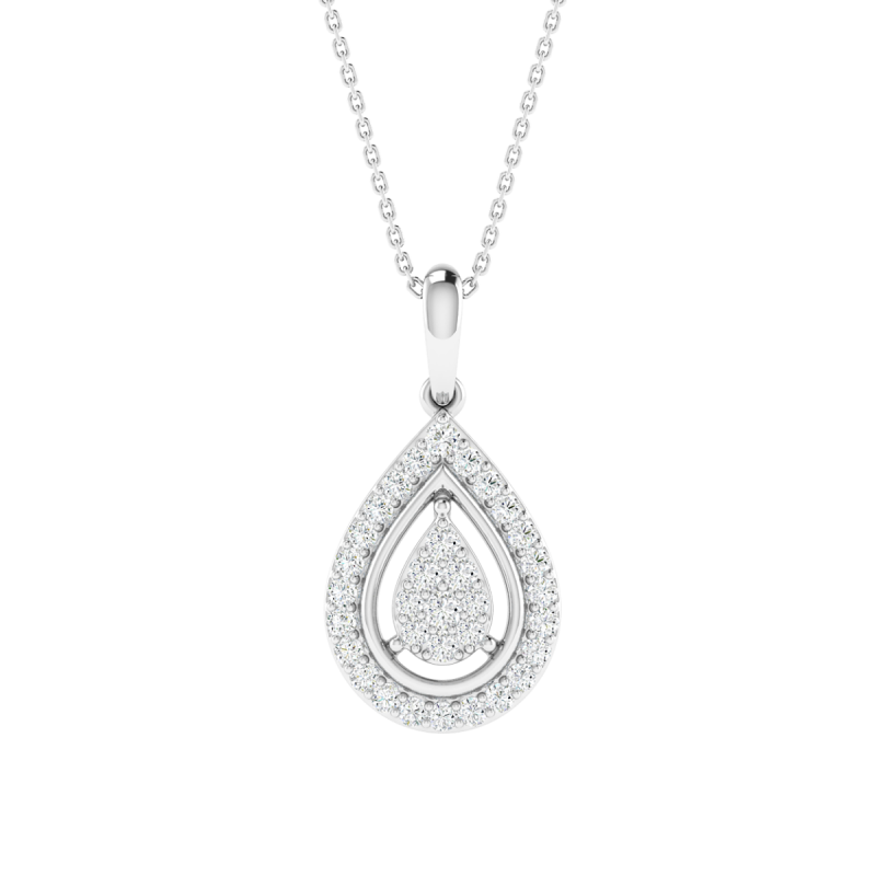 18K Gold Dewdrop Diamond Pendant with Chain