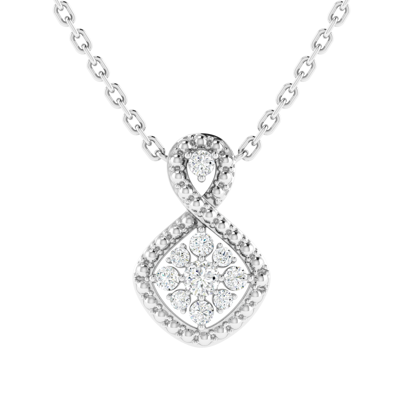 18K Gold Twirl Diamond Pendant with Chain