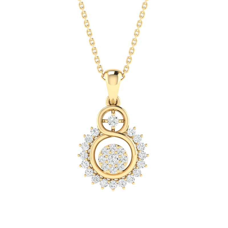 18K Gold Luna Diamond Pendant with Chain