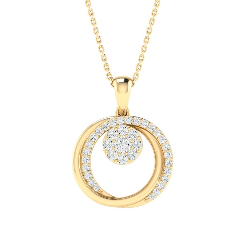 18K Gold Orbit Diamond Pendant with Chain