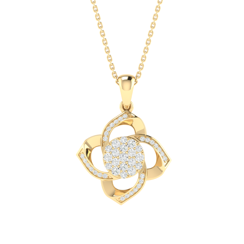 18K Gold Violet Diamond Pendant with Chain