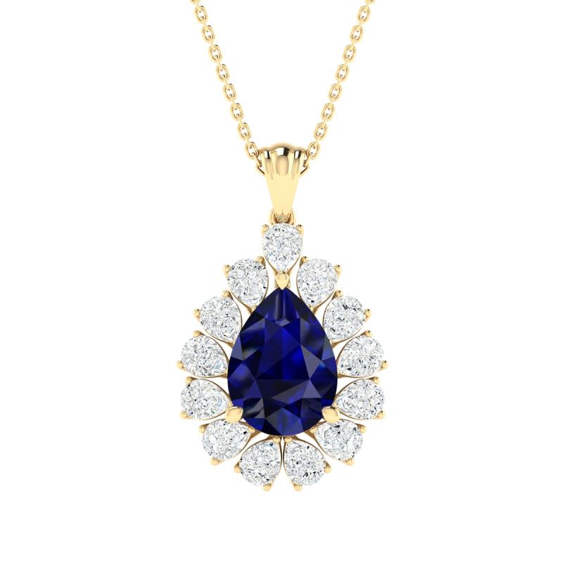 18K Gold Sapphire Glow Pendant with Lab-Grown Diamonds