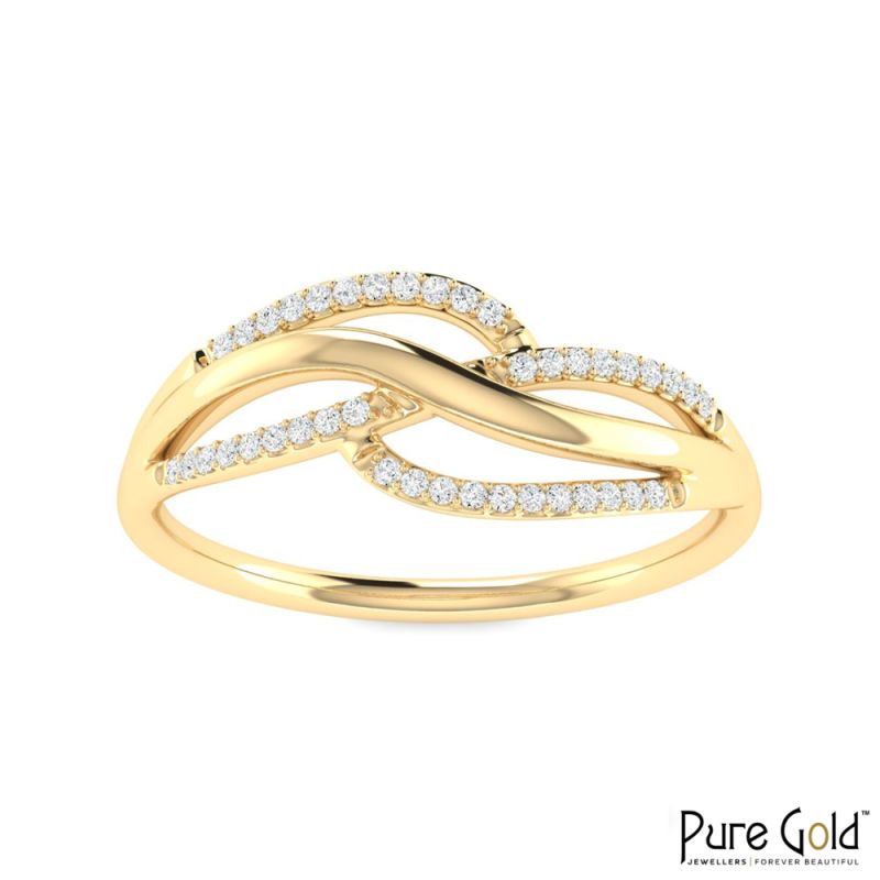18 Karat Gold Heartwave Ring with Diamonds