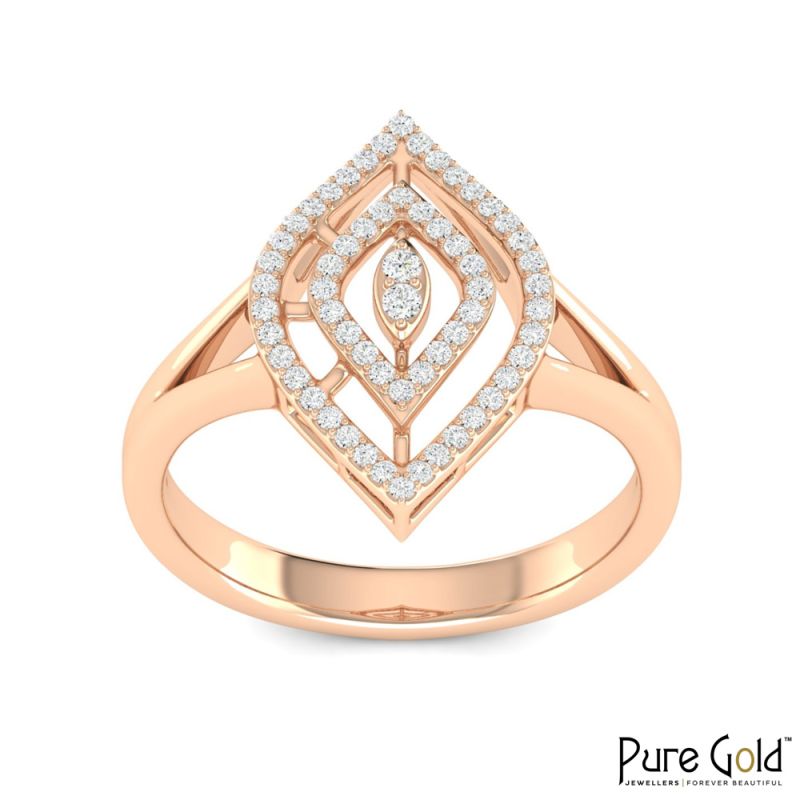 18 Karat Gold Gilded Maze Ring with Diamonds