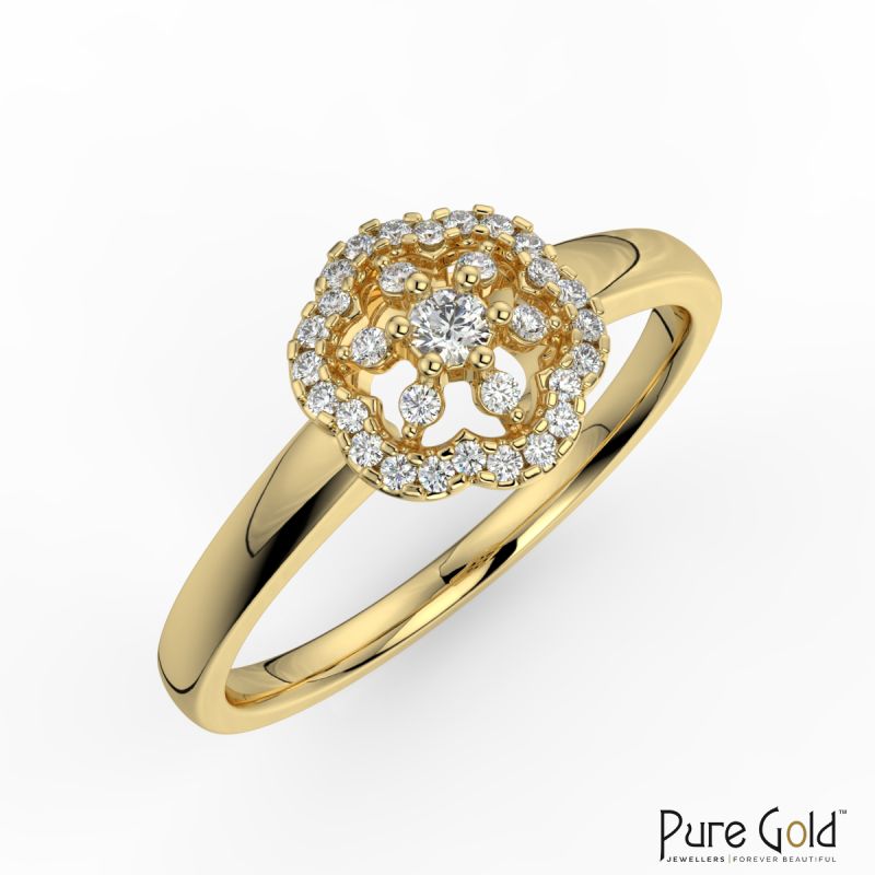 18K Gold Blooming Diamond Blossom Ring with 0.10 CTS