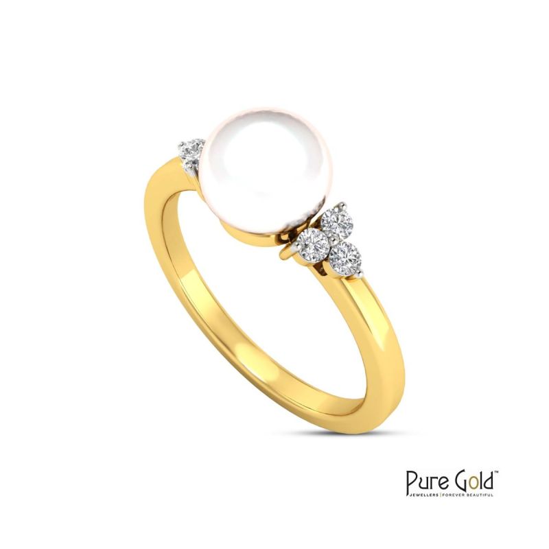 White Pearl Diamond Ring - PGRNG29319