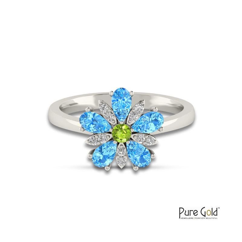 Blue Topaz Diamond & Gemstone Ring - PGRNG31551