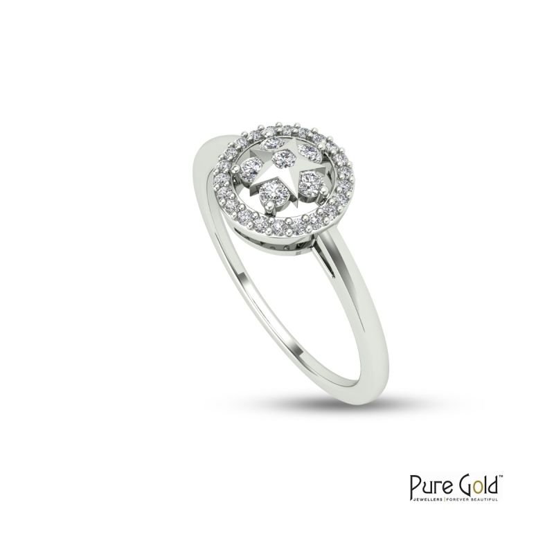 Pure Sparkle Starry Diamond Ring (0.13CT, 18K gold)