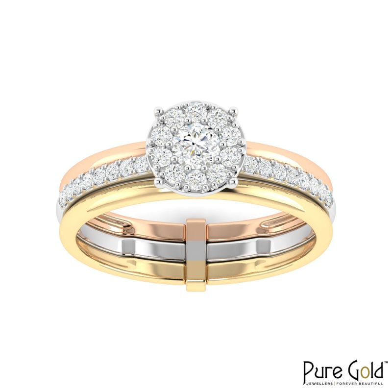 18K Gold Trinity Grace Ring with Diamonds