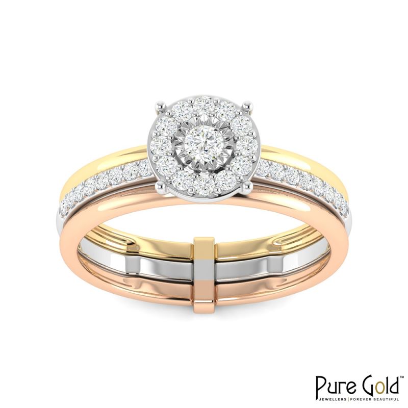 18K Gold Trinity Glow Ring with Diamonds