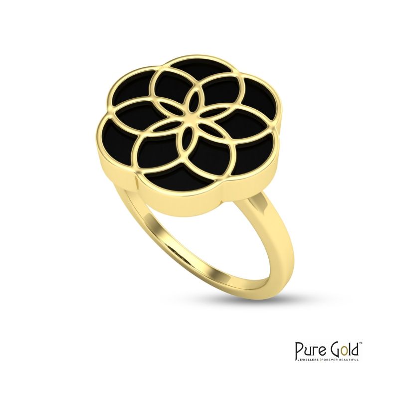 18 Karat Gold Luciana Venti Black Onyx Ring