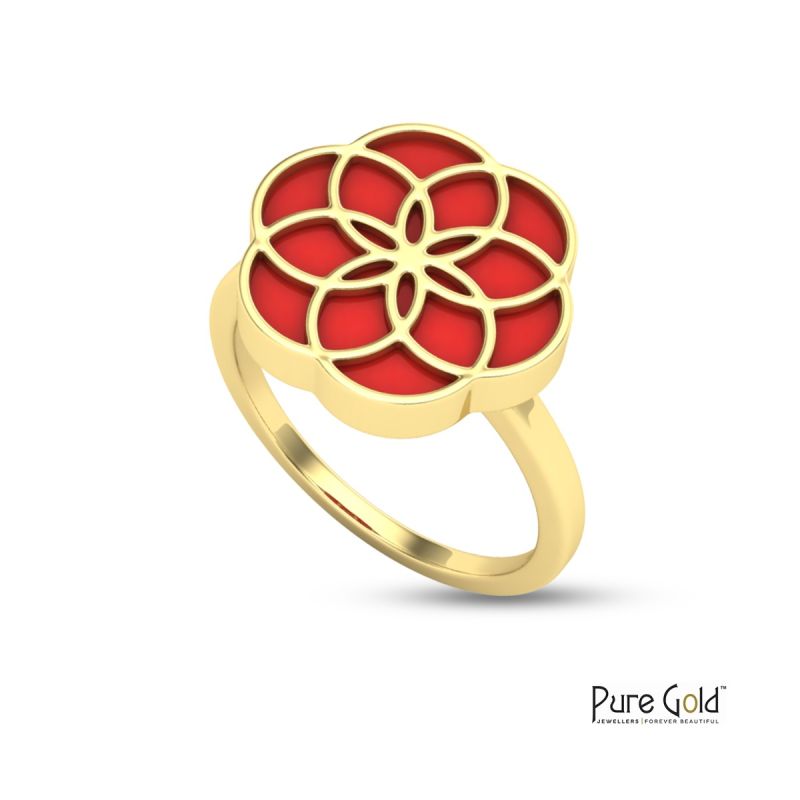 18 Karat Gold Luciana Red Agate Ring