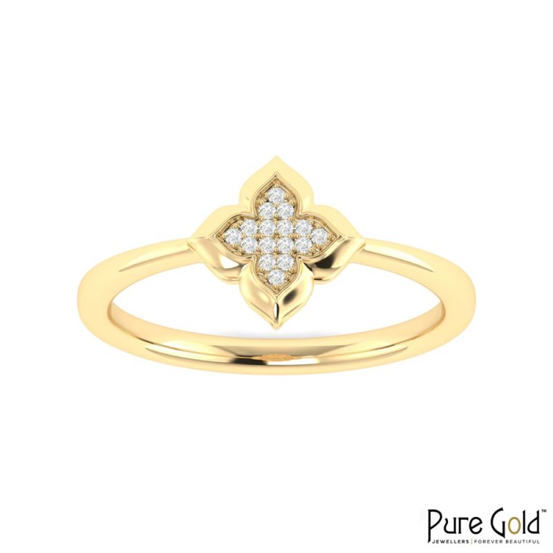 18 Karat Gold Silverleaf Ring with Diamonds