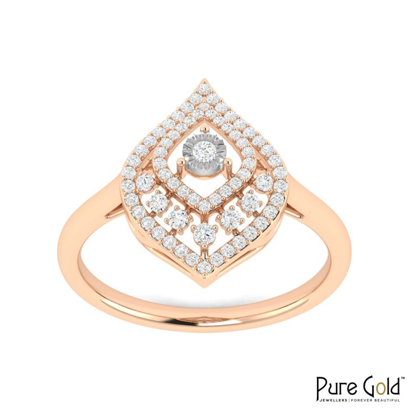 18 Karat Gold Victorian Blush Ring with Diamonds