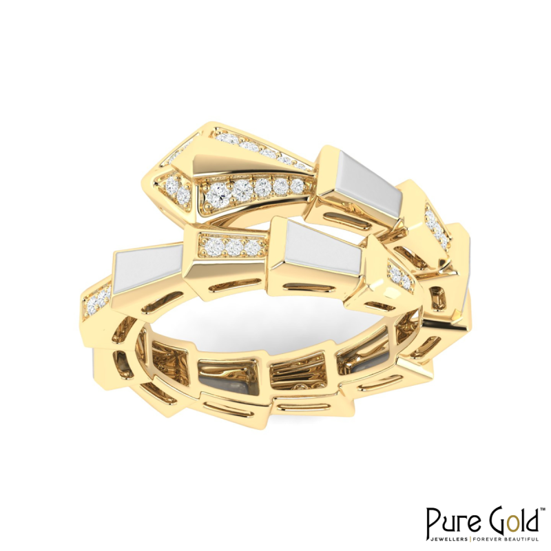 18K Gold Mystic Serpent Ring with Pearls & Diamonds