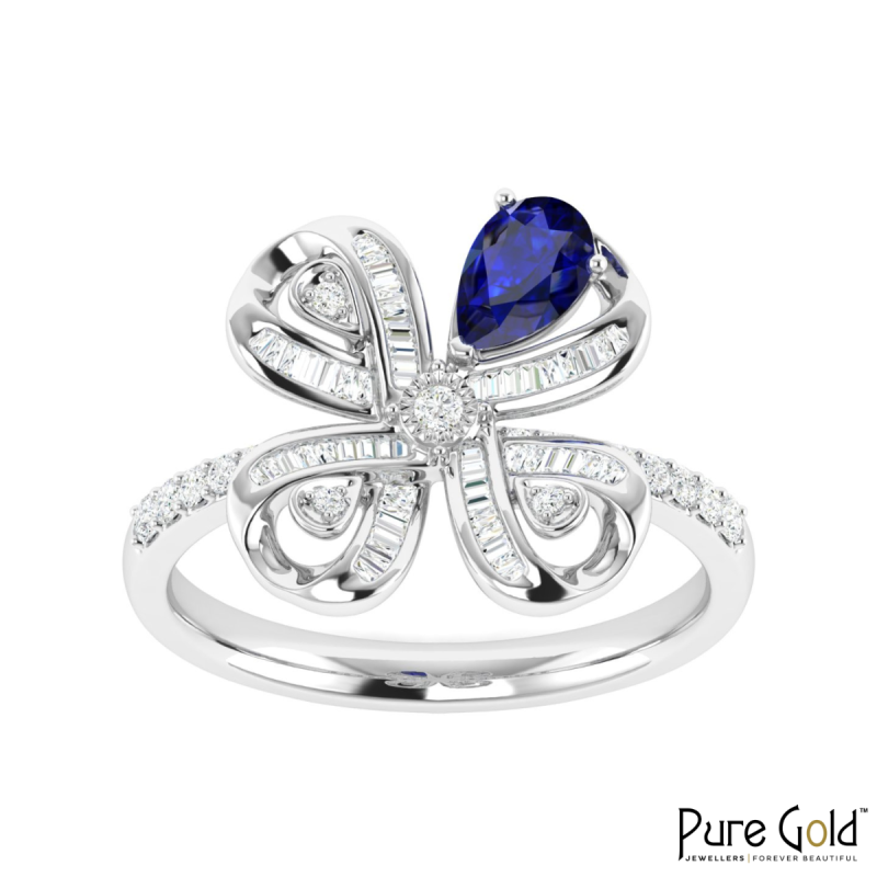 18K Gold Royal Clover Ring with Diamonds