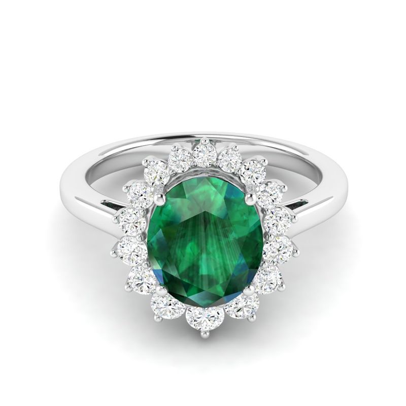 18k Gold Olive Bloom Ring with Diamonds