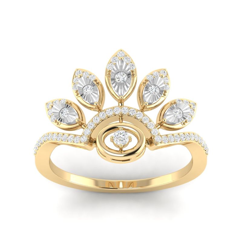 18k Gold Floral Dew Ring with Diamonds