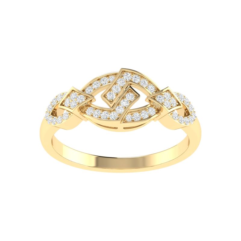 18K Gold Bond Loop Ring with Diamonds