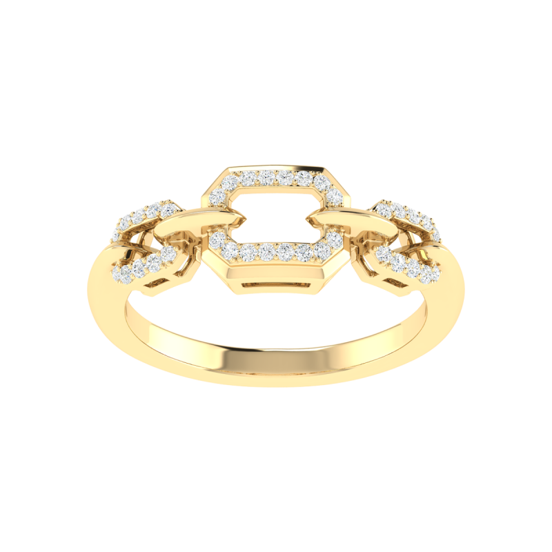 18K Gold Core Link Ring with Diamonds