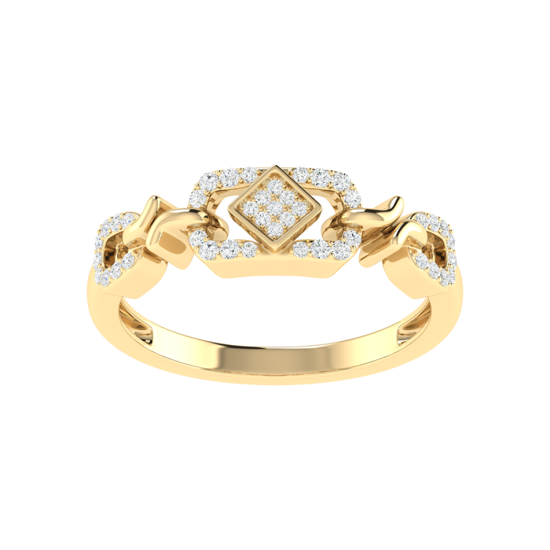18K Gold Fusion Link Ring with Diamonds