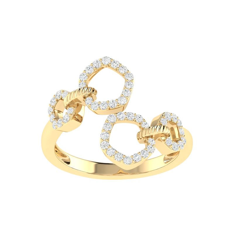 18K Gold Trio Link Ring with Diamonds