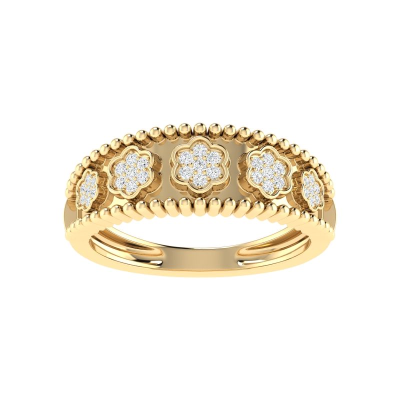 18K Gold Rosy Charm Ring with Diamonds