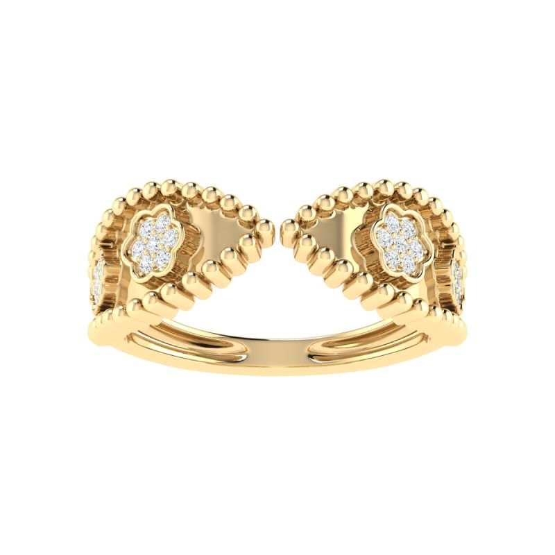 18K Gold Ivy Charm Ring with Diamonds