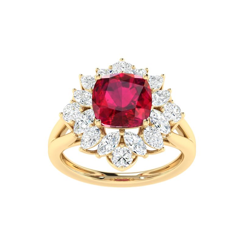 18K Gold Ruby Glow Ring with Lab-Grown Diamonds