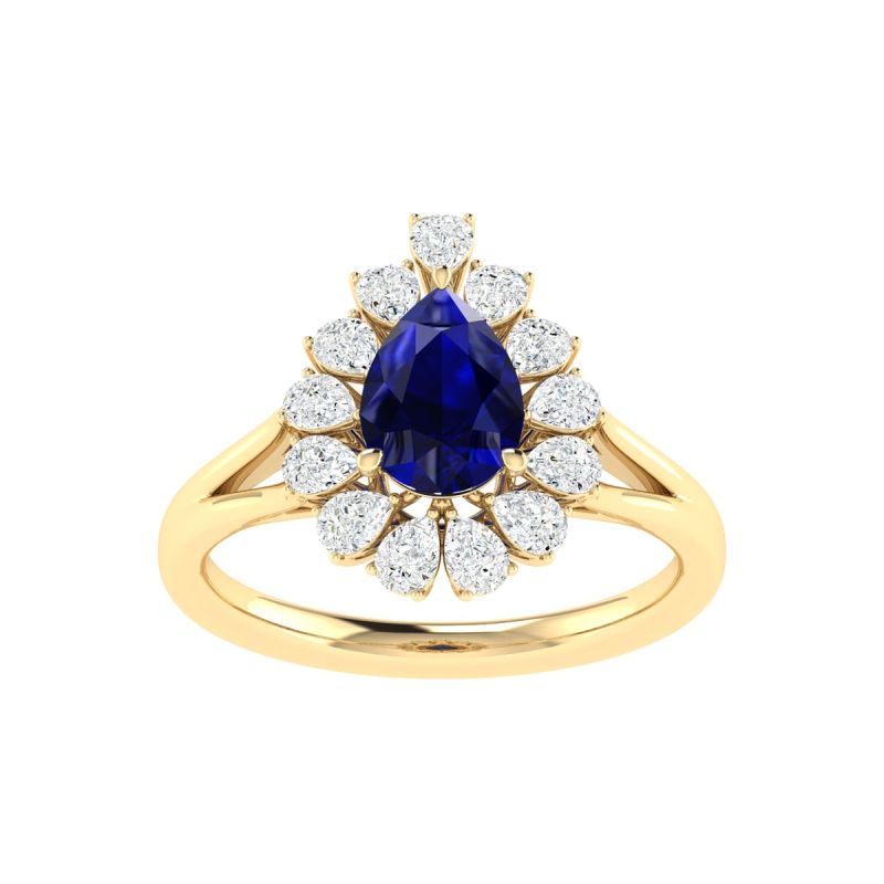 18K Gold Sapphire Glow Ring with Lab-Grown Diamonds