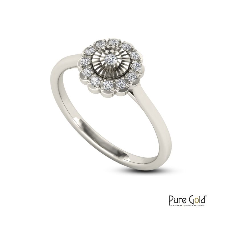 Floral Sparkle Ring (18k and 0.1 CTS)