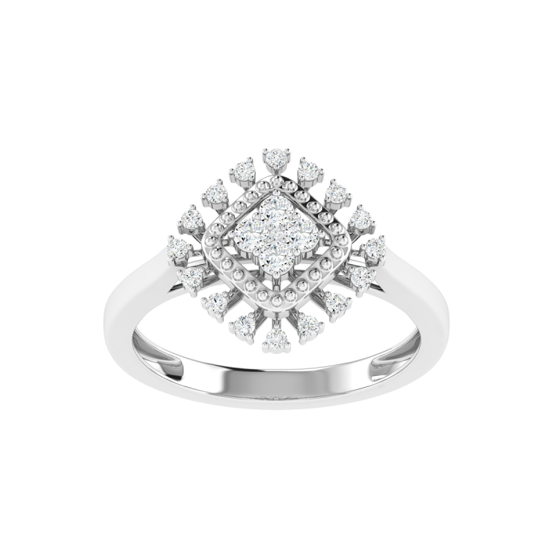 18K Gold Halo Ring with Diamonds