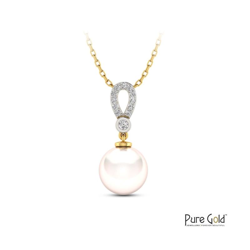 White Pearl Diamond Pendant - PGSLG29309