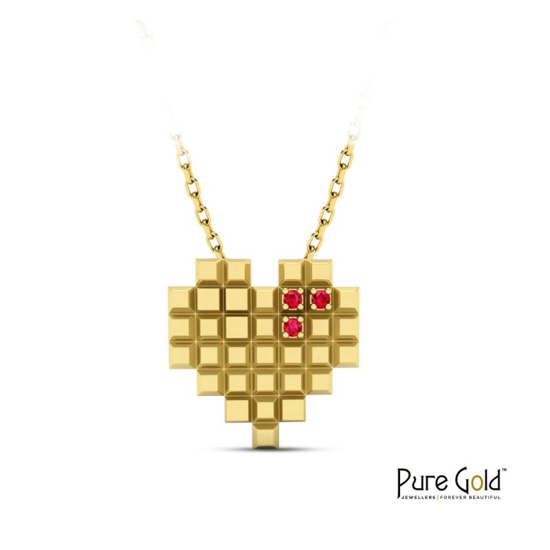 18k Gold Ruby Fire Pendant with 18K Gold