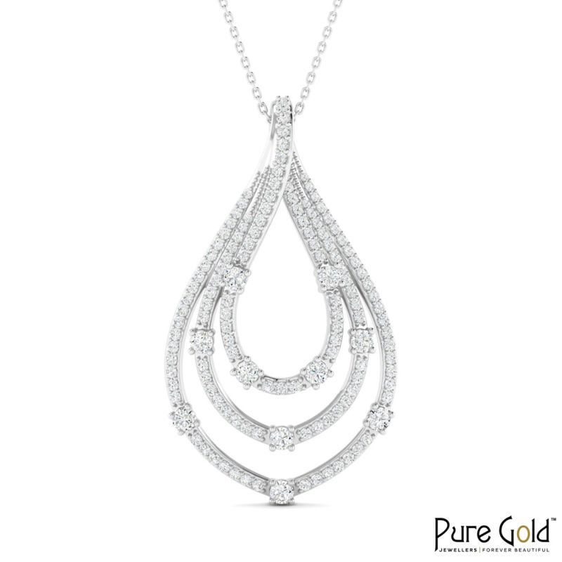 18 Karat Gold Celestial Droplet Diamond Pendant with Chain