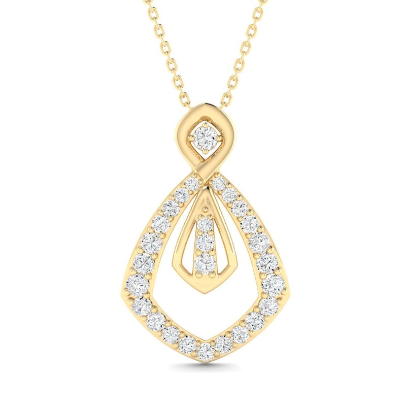 18k Gold Twilight Petal Pendant with Diamonds