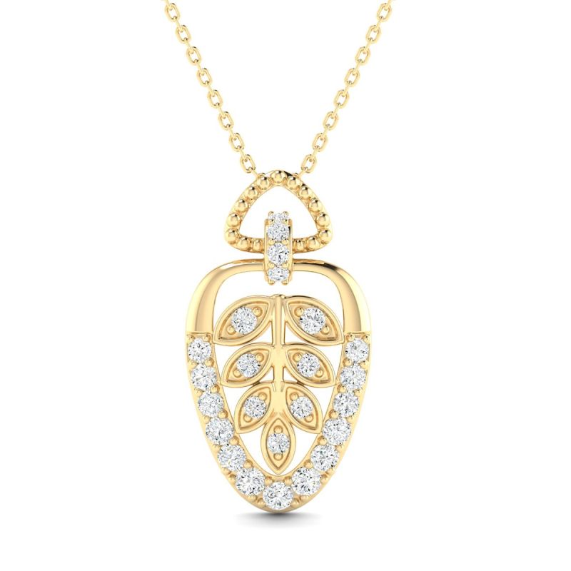 18k Gold Whispering Leaves Pendant with Diamonds